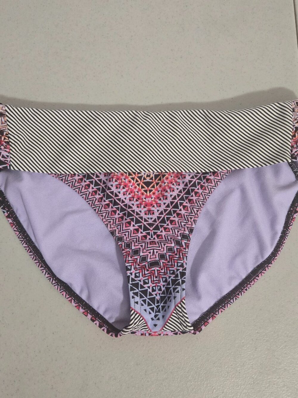 Prana Sierra Bikini Swim Bottoms Purple Geometric size small gathered sides